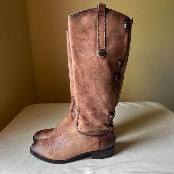 Arturo Chiang Enchante Riding Boots Tan Leather Knee High Round Toe Women's 7.5 - Picture 1 of 10